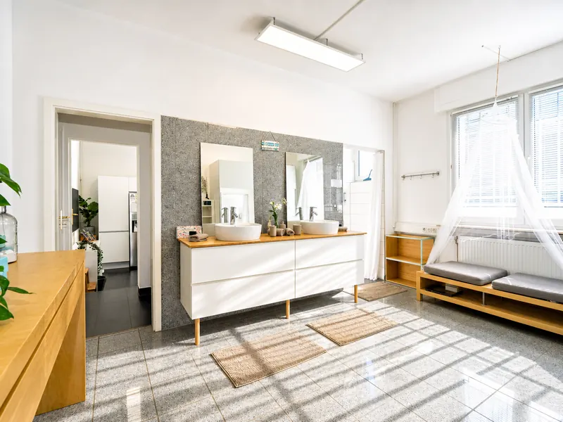 Modern bathroom with rain shower