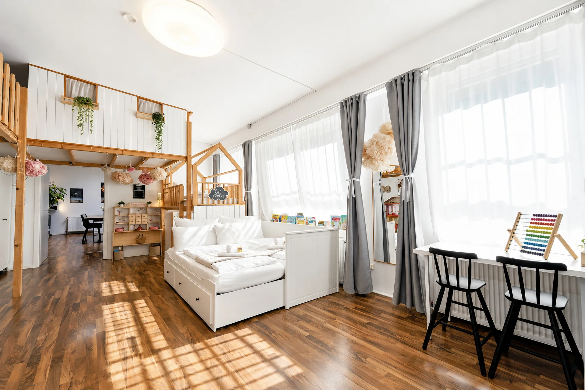 Sleeping area in the kids room with loft bed – bed area