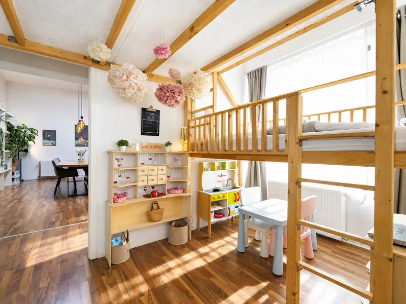 40 m² kids room with play area and beds – play area