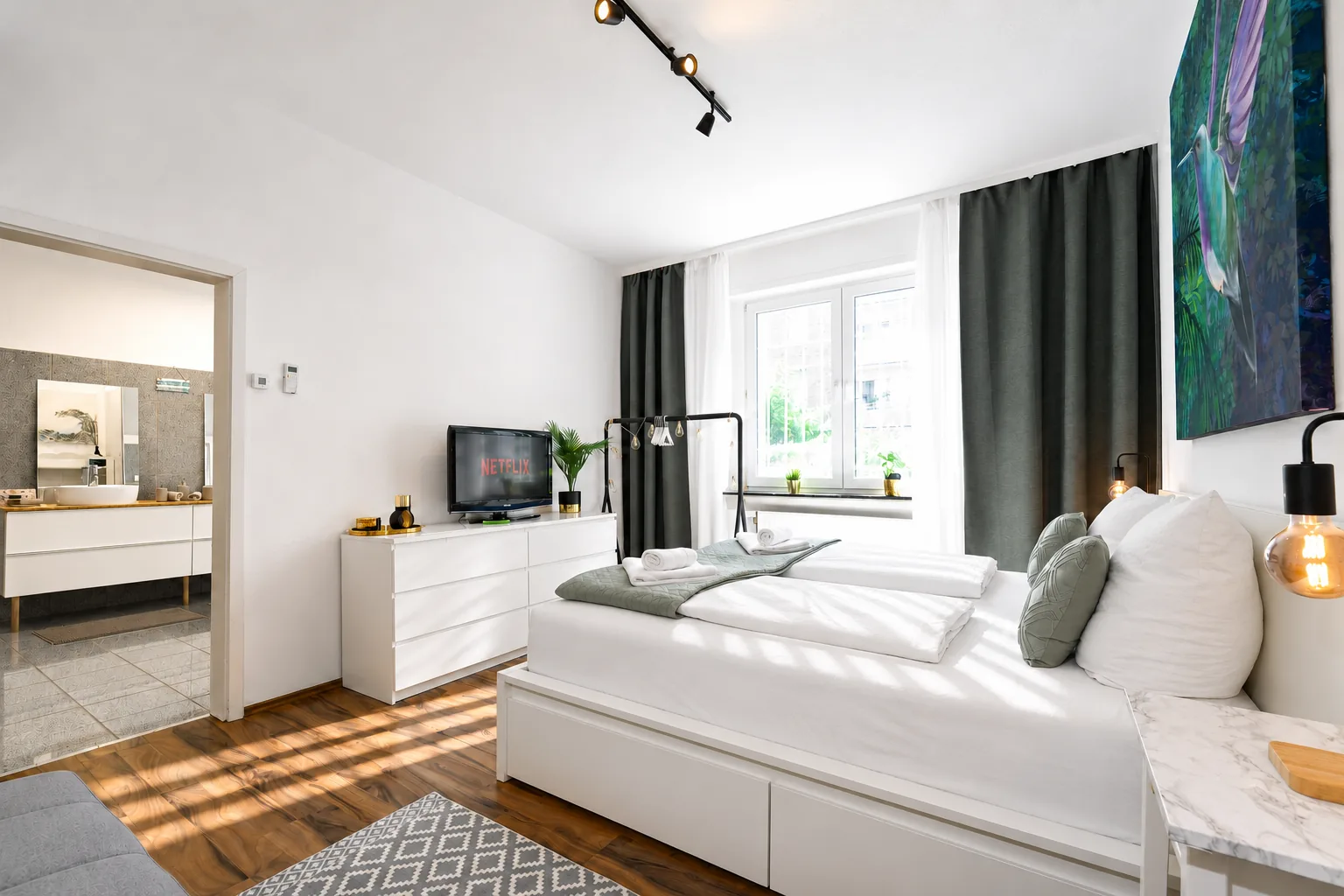 Master bedroom with king-size bed