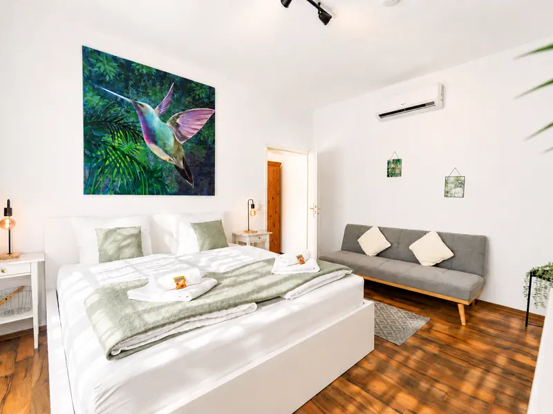 Master bedroom with king-size bed